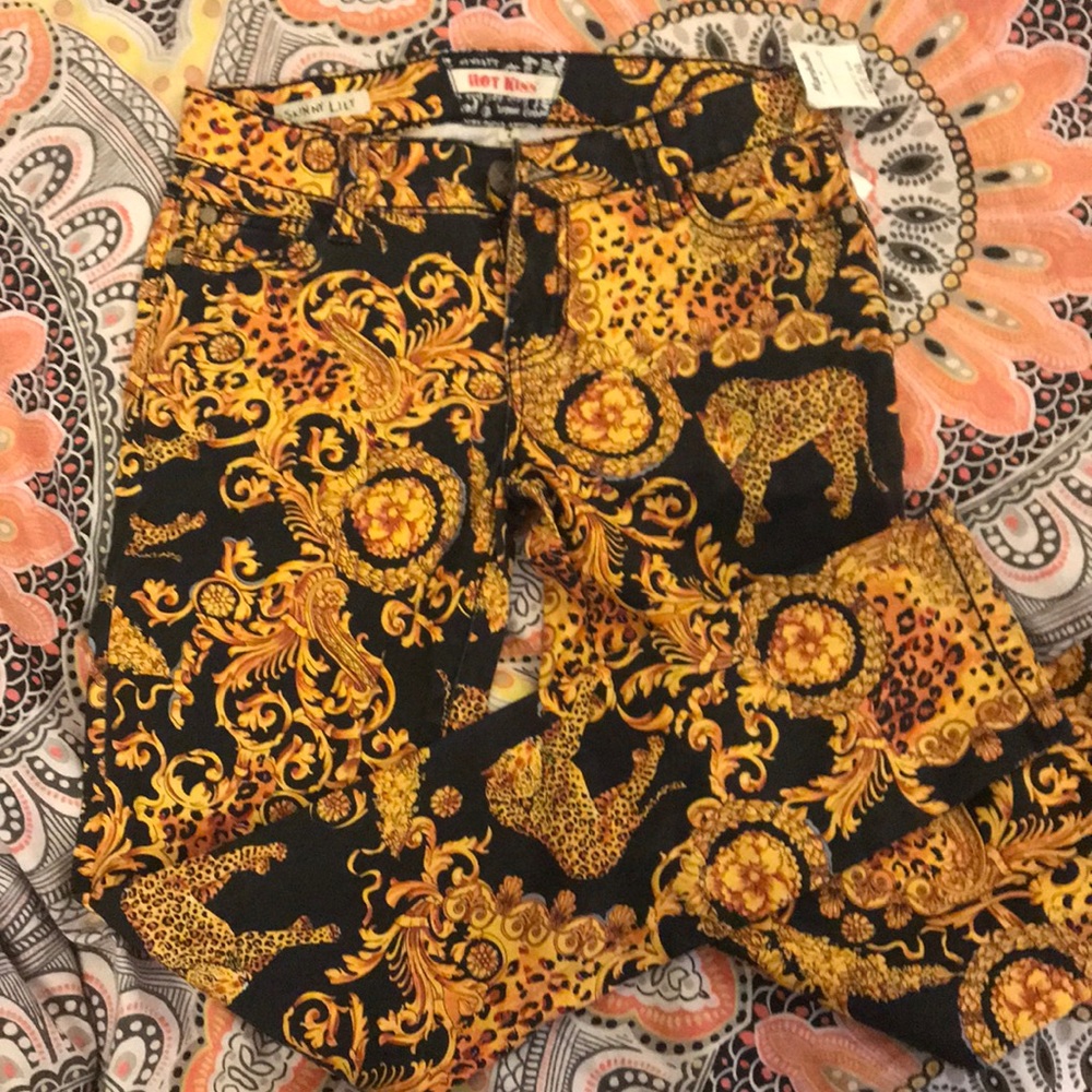 Black and gold patterned jeans